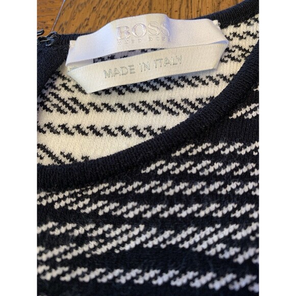 Hugo Boss Ponte Knit Sheath Dress Sz Medium Black Designer Luxury Business Italy - Picture 2 of 11